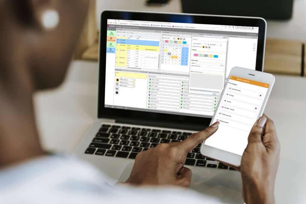 logiciel gestion des temps, badgeuse horaire, logiciel ZEUS, pointeuse mobile, application pointeuse smartphone