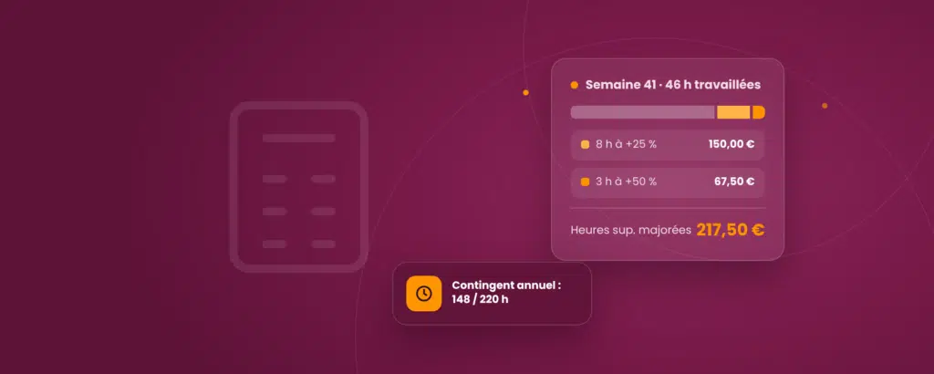 Calcul automatique des heures supplémentaires majorées à 25 % et 50 % dans un logiciel de gestion des temps
