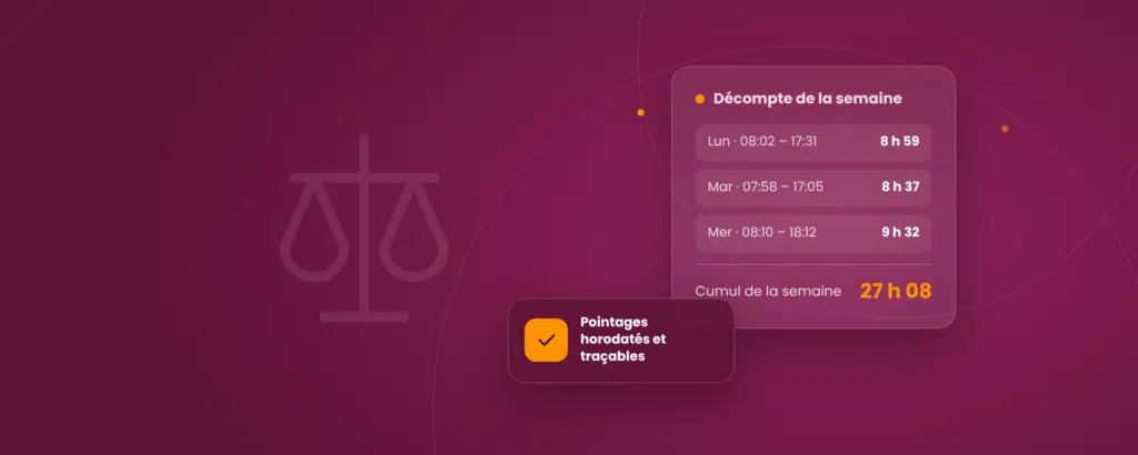 Pointeuse horaire et décompte du temps de travail conforme au Code du travail